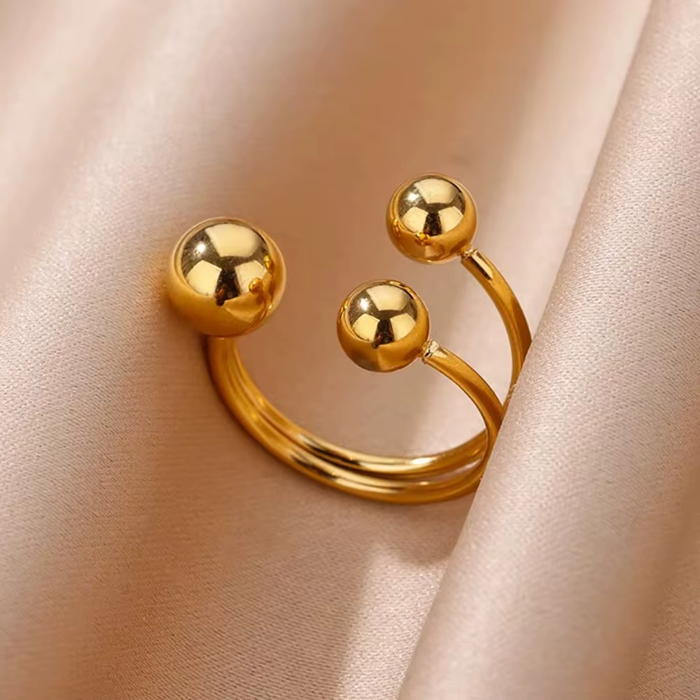 Triple Sphere Adjustable Gold Ring
