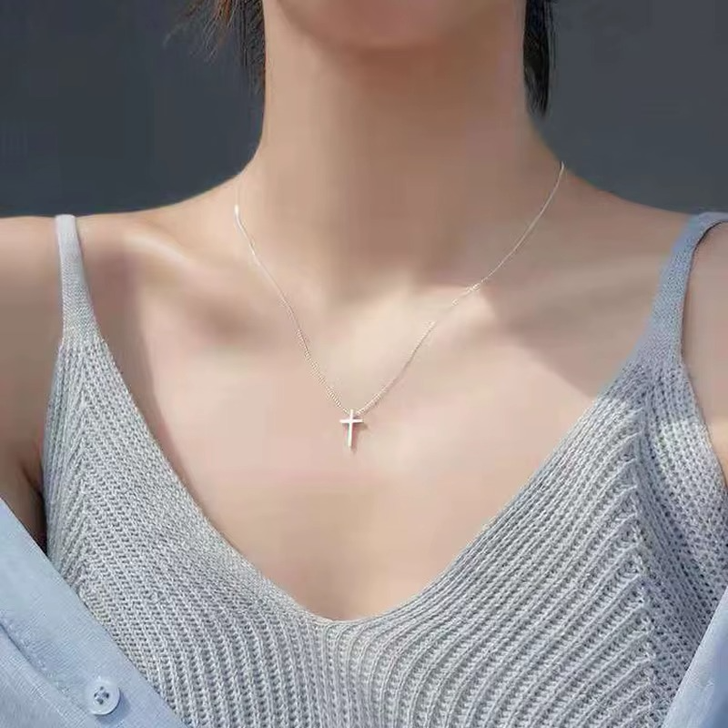Minimalist Silver Cross Necklace