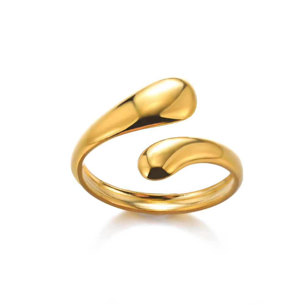 Liquid Curve Adjustable Gold Ring