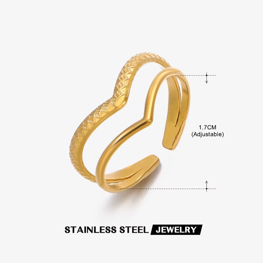Elegant Adjustable Double-Layer V Ring