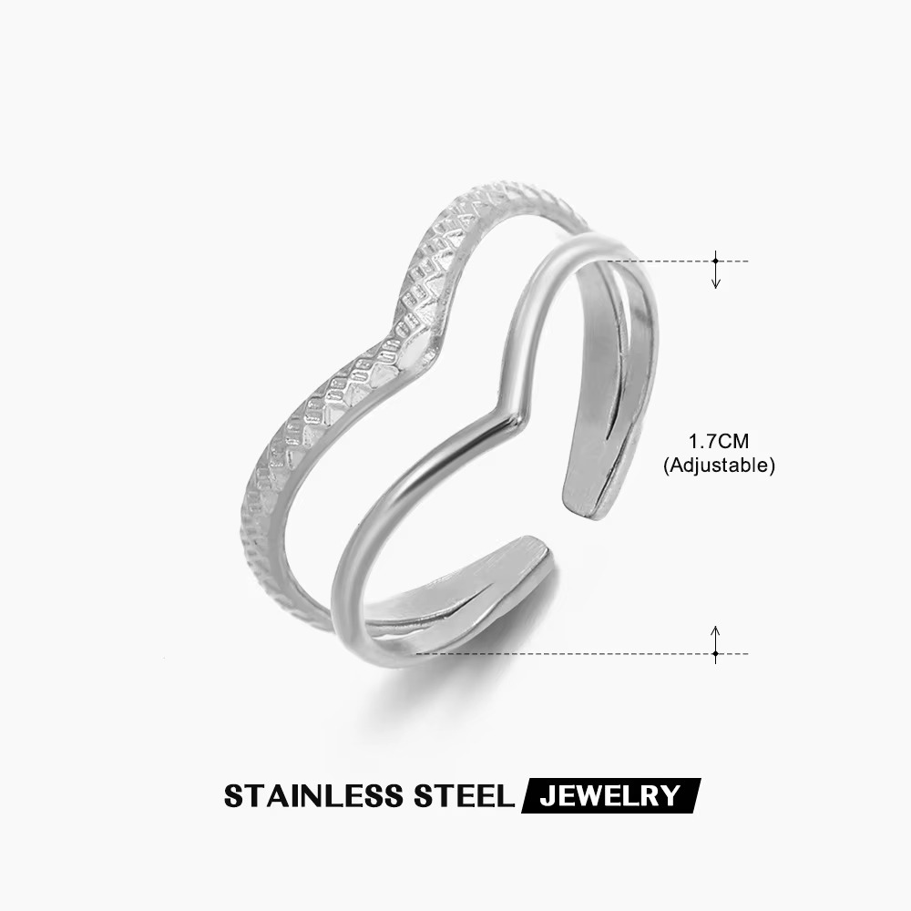 Elegant Adjustable Double-Layer V Ring