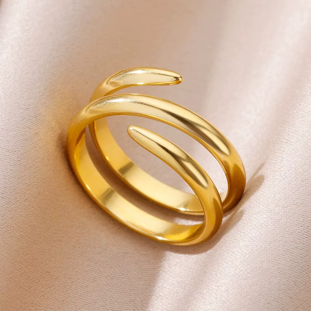 Sleek Double-Wrap Adjustable Gold Ring
