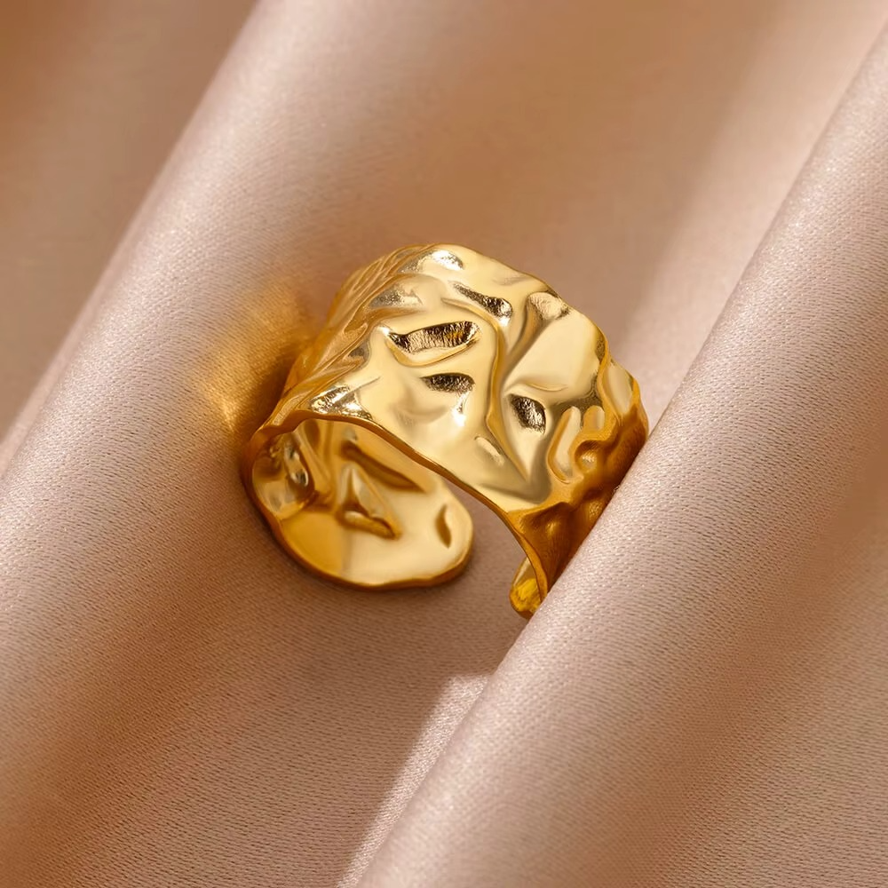 Textured Molten Gold Adjustable Ring