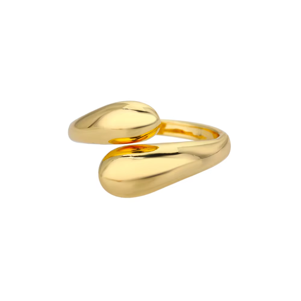 Liquid Teardrop Adjustable Gold Ring