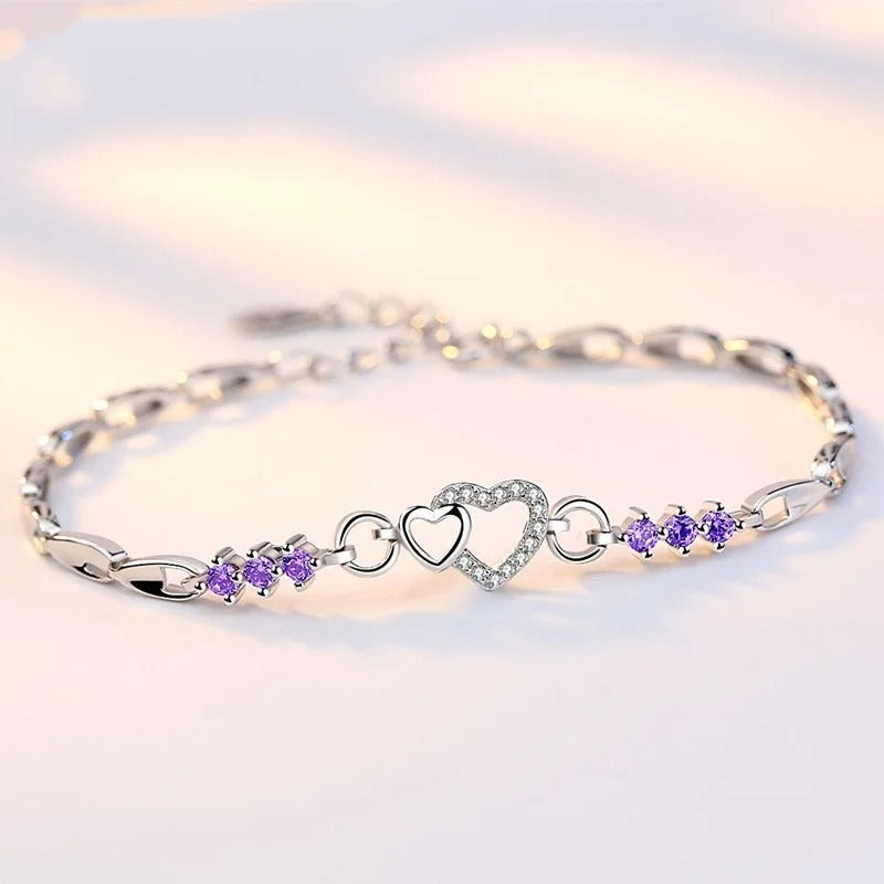 Elegant Heart & Crystal Bracelet