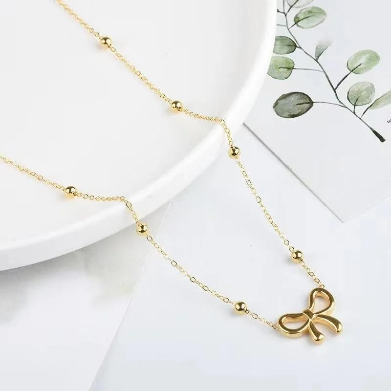 Gold Bow Necklace