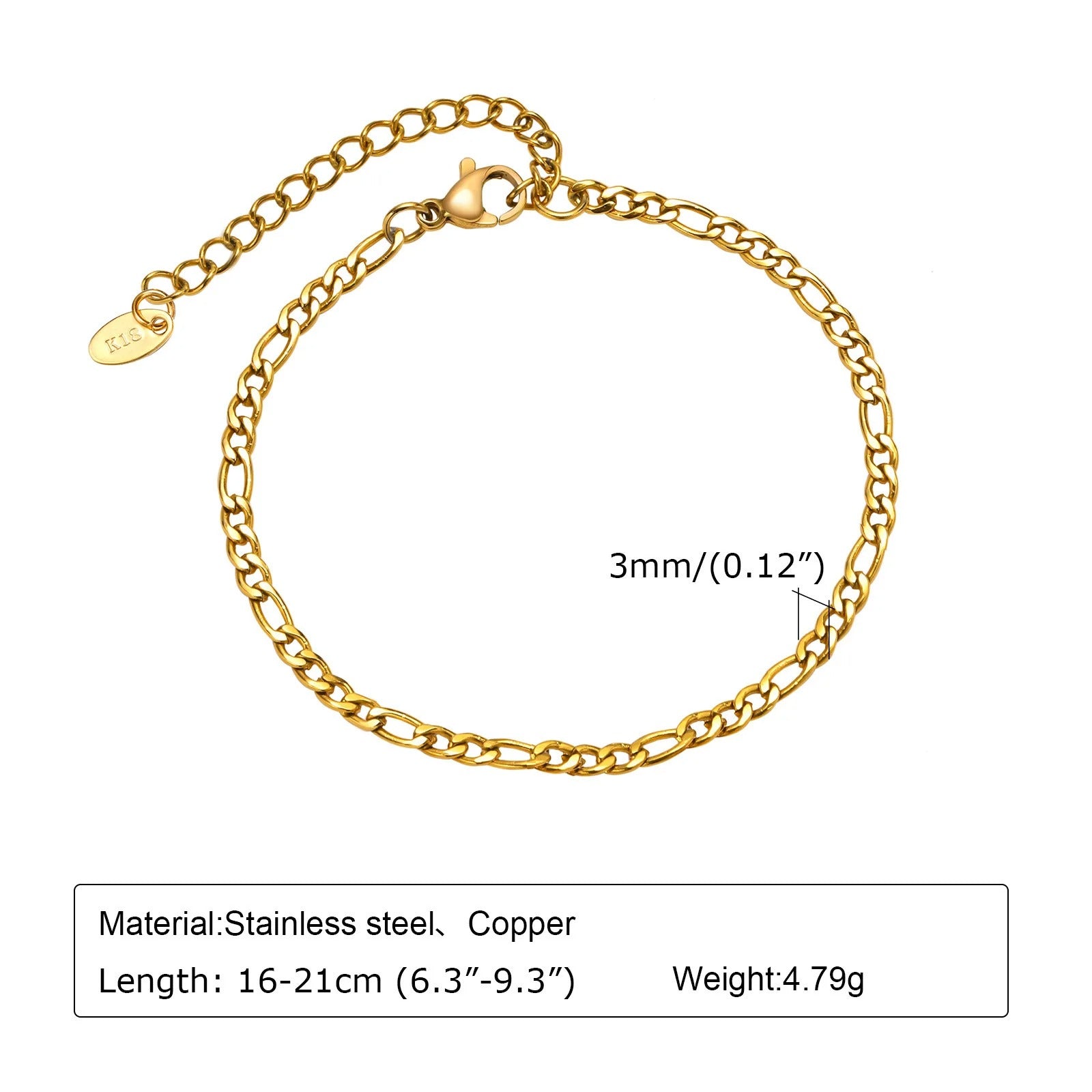 Gold Classic Figaro Chain Bracelet